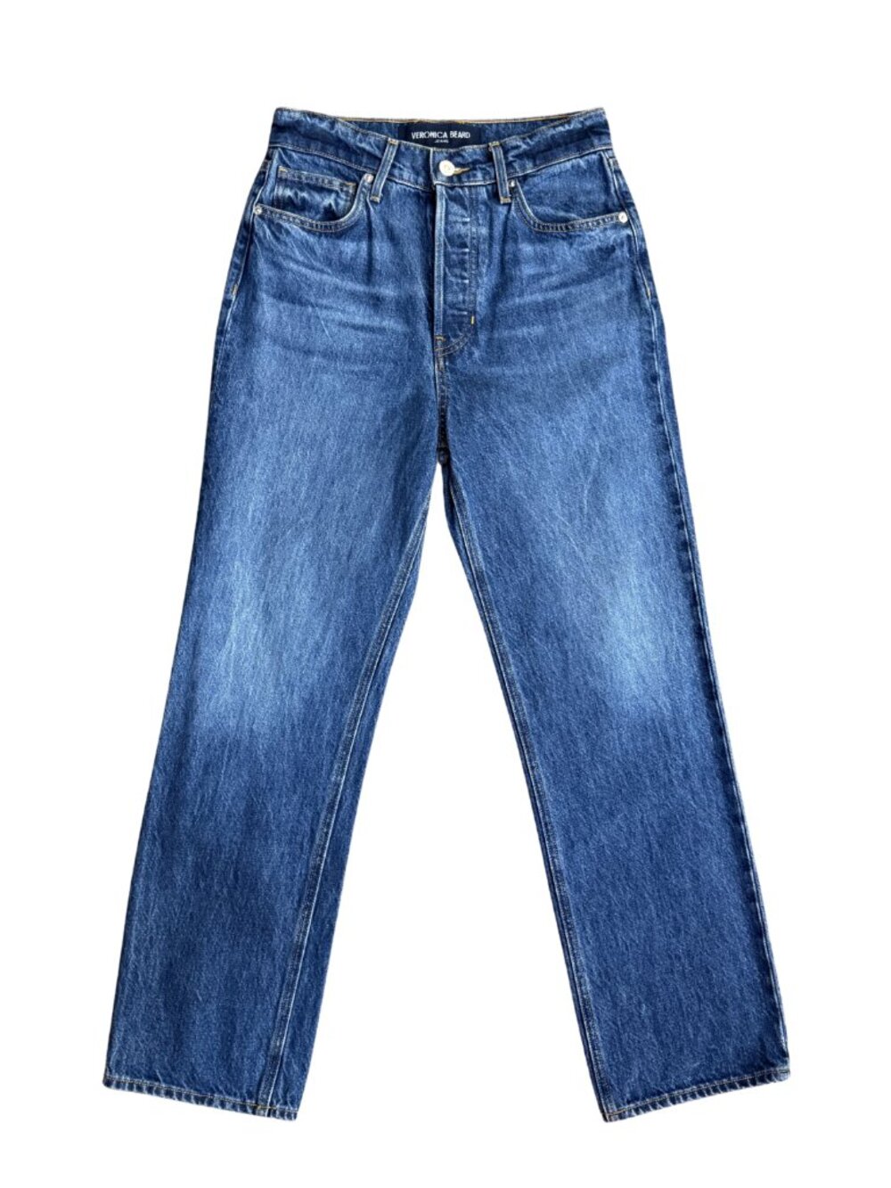 Veronica Beard Daniela Straight Ankle High Rise Bright Blue Jeans EUC $348 Sz 26